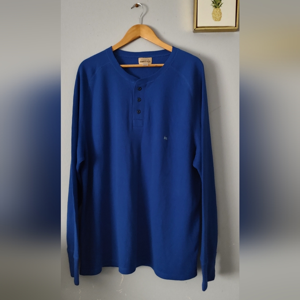 ROEBUCK CO Henley Shirt  Mens blue Heater 100% Cotton without tag Size XXL New